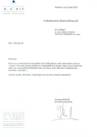 Lettre de remerciement de GCBTP